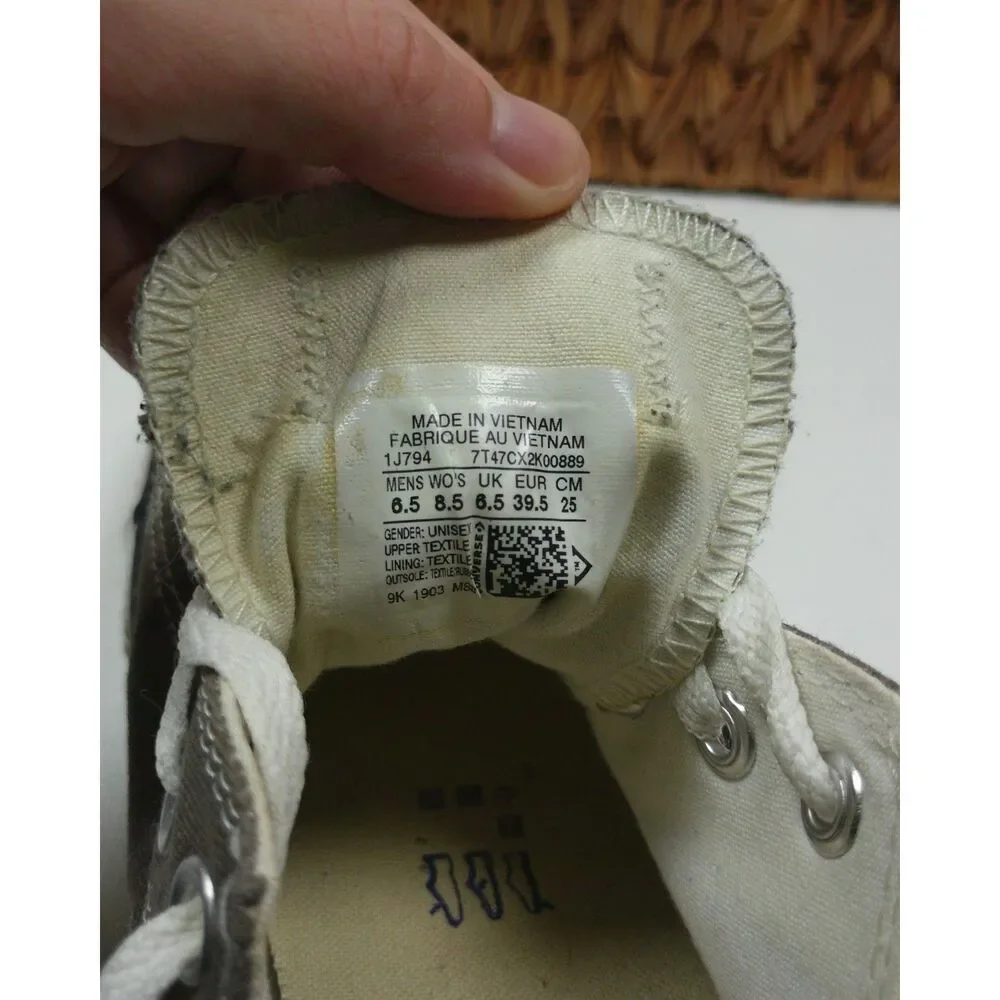 Converse Chuck Taylor All Star Low Top Gray Canvas Sneakers Mens 6.5 Womens 8.5